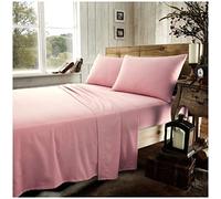 GC GAVENO CAVAILIA Luxury Flannel Plain Flat Sheet, 100% Brushed Cotton Easy Care Accessory, Premium Soft & Cosy Bed Linen, Pink, Double Size Bedsheet