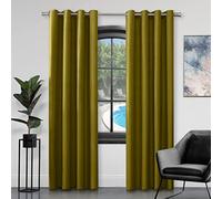 Gaveno Cavailia Luxury Fully Lined Plain FAUX SILK EYELET CURTAINS With Tie Backs Green 66x54 In
