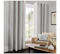 Gaveno Cavailia Luxury Fully Lined Plain FAUX SILK EYELET CURTAINS With Tie Backs Silver 90x90 Inches