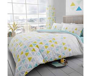 Gaveno Cavailia Luxury GEO TRIANGLE Bed Set with Duvet Cover and Pillow Case, Polyester-Cotton, Teal, King