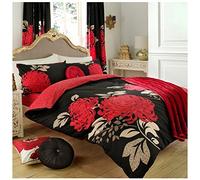Gaveno Cavailia Luxury KEW Bed Set with Duvet Cover and Pillow Case, Polyester-Cotton, Black/Red, Single