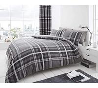 Gaveno Cavailia Luxury NEWTON TARTAN CHECK Bed Set with Duvet Cover and Pillow Case, Polyester-Cotton, Grey, Single