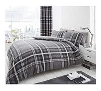 Gaveno Cavailia Luxury NEWTON TARTAN CHECK Bed Set with Duvet Cover and Pillow Case, Polyester-Cotton, Grey, Double