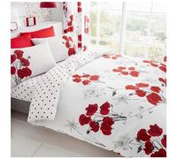 Gaveno Cavailia Luxurious Poppy Bed Set with Duvet Cover and Pillow Cases, Polycotton, Red, Double