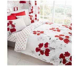 Gaveno Cavailia Luxury POPPY Bed Set with Duvet Cover and Pillow Case, Polyester-Cotton, Red, King
