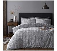 Gaveno Cavailia Luxury Teddy Faux Fure Fleece Duvet Set Pillowcase, Super Soft & Cosy Thermal Quilt Cover, Charcoal, Double Size Bedding, Polyester, Single