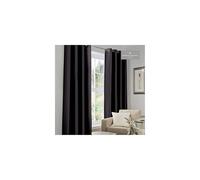 Gaveno Cavailia Luxury Thermal Fully Lined Pair of Eyelet BLACK OUT CURTAINS Black 90x90 Inches, 31114727
