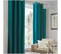 Gaveno Cavailia Luxury Thermal Fully Lined Pair of Eyelet BLACK OUT CURTAINS Teal 66x54 In