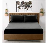 Gaveno Cavailia Microfiber Fitted Sheet King Black Luxurious Premium Quality Bedsheet