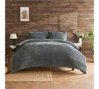 GAVENO CAVAILIA Osum Ribbed Duvet Cover Set in Charcoal | Size: Single GAVENO CAVAILIA Charcoal Single