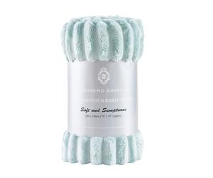 GAVENO CAVAILIA Osum Ribbed Throw in Duck Egg Blue | Size: 200 cm x 240 cm GAVENO CAVAILIA Duck Egg Blue 200 cm x 240 cm