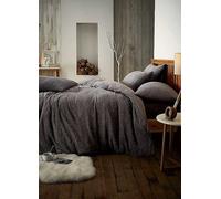 Gaveno Cavailia Plain Teddy Fleece Bedlinen Charcoal