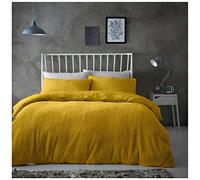 Gaveno Cavailia Popcorn Double Duvet Set Ochre, Honeycomb Waffle Weave Bedding, 3 Piece Teddy Flannel Fleece Reversible Bedlinen, Easy Care DuvetCover Bedset, 1 Quilt Cover and 2 Pillow Cases