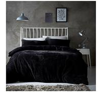 Gaveno Cavailia Popcorn King Duvet Set Black, Honeycomb Waffle Weave Bedding, 3 Piece Teddy Flannel Fleece Reversible Bedlinen, Easy Care DuvetCover Bedset, 1 Quilt Cover and 2 Pillow Cases