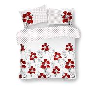 Gaveno Cavailia Poppy Floral Red Luxurious Designer Duvet Covers Quilt Covers Reversible Bedding Sets with Pillowcases (Double)