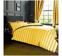 GAVENO CAVAILIA Premium Oscar Stripe Duvet Cover, Easy Care Soft & Cosy Reversible Printed Lined Quilt Set Bedding, Polycotton, Ochre, Double 567455