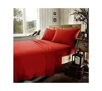 GC GAVENO CAVAILIA Premium Quality Plain Dyed Thermal Flannelette Flat Sheet, Soft & Cosy 100% Brushed Cotton Flannel Linen, Easycare Bedding, Red, Superking Size Bedsheet, Super King
