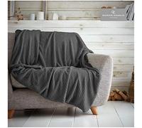 GAVENO CAVAILIA Premium Teddy Honeycomb Fleece Throw, Easy Care Soft & Warm Fluffy Sofa Blanket, Double Size, Polyester, Popcorn-Charcoal, (150X200), 518341