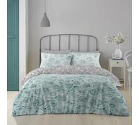 GAVENO CAVAILIA Soft & Cosy Belle Rose Floral Duvet Cover, Easy Care Reversible Quilt Set, Cotton & 50% Polyester, Duck Egg, KING Bellerose Duvet Set