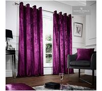 "GAVENO CAVAILIA Solid Velvet Eyelet Curtains Aubergine, 100% Polyester Luxury Ring Top Drapery with Matching Tie Backs, Two 66""x90"" Glamorous Panels, Easy Care Window Treatment",264293