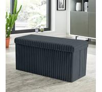 GC GAVENO CAVAILIA Large Storage Box with Lid | Ottoman Decorative Storage Footstool | Rectangle Box for Bedroom, Hallway | Toys and Clothes Blanket Storage Bench (76x35x35 cm) - Charcoal