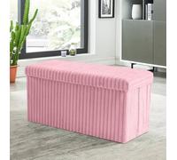 GC GAVENO CAVAILIA Large Storage Box with Lid | Ottoman Decorative Storage Footstool | Rectangle Box for Bedroom, Hallway | Toys and Clothes Blanket Storage Bench (76x35x35 cm) - Pink