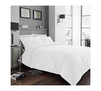 Gaveno Cavailia Striped Crinkle Textured Seer Sucker Duvet Set King White, Puckering Cotton Blend Cosy Bedding, 3 Piece Bedset, Easy Care DuvetCover, 1 Quilt Cover and 2 Pillow Cases