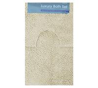 Gaveno Cavailia Super Absorbent 2 Piece Extra Large Loop Bath Set, Chenille, Cream, 60 x 110