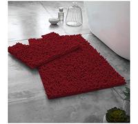 Gaveno Cavailia Super Absorbent Loop Bath Set, Chenille, Deep Red, 80 x 50