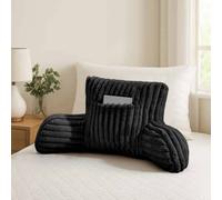 GC GAVENO CAVAILIA Reading Pillow For Adults With Arms | Faux Fur Fleece Cuddle Cushion Pocket 38cm Cozy Lumbar Support Cushion For Backrest | Neck Sitting Up In Bed Sofas Chair Cushions, Black