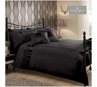 Gaveno Cavailia Super King Duvet Set Caprice Black, Luxury Elegant Satin Stripes Bedding, 3 Piece Cotton Blend Reversible Bedlinen, Easy Care DuvetCover Bedset, 1 Quilt Cover and 2 Pillow Case