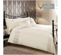 Gaveno Cavailia Super King Duvet Set Caprice Cream, Luxury Elegant Satin Stripes Bedding, 3 Piece Cotton Blend Reversible Bedlinen, Easy Care DuvetCover Bedset, 1 Quilt Cover and 2 Pillow Case