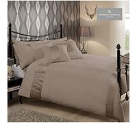 Gaveno Cavailia Super King Duvet Set Caprice Oyster, Luxury Elegant Satin Stripes Bedding, 3 Piece Cotton Blend Reversible Bedlinen, Easy Care DuvetCover Bedset, 1 Quilt Cover and 2 Pillow Case