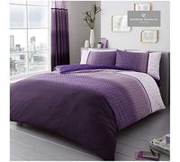 Gaveno Cavailia Super King Duvet Set Urban Ombre Purple, Modern Geometric Bedding, 3 Piece Cotton Blend Dot Reversible Bedlinen, Easy Care DuvetCover Bedset, 1 Quilt Cover + 2 Pillow Cases