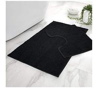 GAVENO CAVAILIA Super Soft 2 Piece Shiny Sparkling Bath Mat Anti Slip Pedestal Set, Extra Comfort Water Absorbent Bathroom Toilet Rug, Regular (50x80, 50x40 cm), Black, 456834