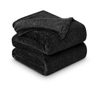 Gaveno Cavailia Super Soft Faux Fur Fleece Plain Throw Blanket, Black, King, 200 x 240 cm