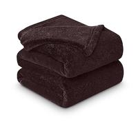 Gaveno Cavailia Super Soft Faux Fur Fleece Plain Throw Blanket, Chocolate, Single, 127 x 152 cm