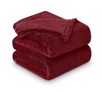 Gaveno Cavailia Super Soft Faux Fur Fleece Plain Throw Blanket, Red, Single, 127 x 152 cm