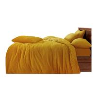 Gaveno Cavailia Teddy Duvet Set Double Ochre, Super Soft Fluffy Luxury Design, Cosy Warm Bedding, 3 Piece Cuddly Fleece Bedset, Easy Care DuvetCover Bedlinen, 1 Quilt Cover + 2 Pillow Cases