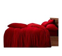 Gaveno Cavailia Teddy Duvet Set Double Red, Fluffy Luxury Design, Cosy Warm Bedding,Easy Care DuvetCover Bedlinen, 1 Quilt Cover + 2 Pillow Cases, Double Duvet Set, 249450