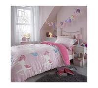 Gaveno Cavailia Teddy Fleece Flannel Sherpa Kids Starry Unicorn Duvet Set Double Pink, Fluffy Warm Cosy Bedding, 3 Piece Bedset, Easy Care DuvetCover, 1 Quilt Cover and 2 Pillow Cases