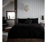 Gaveno Cavailia Teddy Fleece Hug Snug Duvet Set King Black, Super Soft Fluffy Cosy Warm Bedding, 3 Piece Bedset, Easy Care DuvetCover Bedlinen, 1 Quilt Cover and 2 Pillow Cases