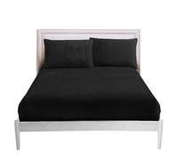 Gaveno Cavailia Teddy Fleece Luxurious Super Soft Warm and Cosy Fitted Bed Sheet (Black, Single Matching Fitted Sheet)