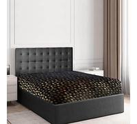 Gaveno Cavailia Teddy Fleece Star Foil Fitted Sheet Single Size Charcoal, Super Soft Fluffy Cosy Warm Shiny Bedsheet, Luxurious Easy Care 25 cm Deep Elastic Band Bedlinen, Single Fitted Sheet