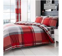Gaveno Cavailia Waverly Check Luxurious Bed Set with Duvet Cover and Pillow Cases, Polyester-Cotton, Double - Red
