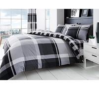 Gaveno Cavailia Waverly Check Luxurious Duvet Cover Sets Quilt Cover Sets Reversible Bedding Sets with Pillowcases (Grey, King)