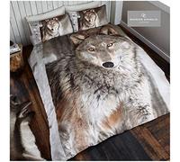 Gaveno Cavailia WILDLIFE 3D Wolf Duvet Bed Set with Duvet Cover and Pillow Case, Polyester-Cotton, Multi-Colour, King