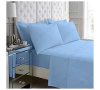 Gaveno Cavalia Luxury NON-IRON POLY COTTON PERCALE FLAT SHEET Blue Single