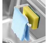 GAViA Kitchen Sink Caddy - Stainless Steel Sponge Holder for Kitchen Sink Tidy- Rustproof Sink Organizer Sponge & Dishcloth Hanger, Removable Drain Rack Storage, White