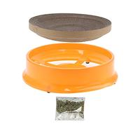 Gavigain Curved Cat Scratcher Bed, Ergonomic Design, Sturdy Corrugated Paper, Resin Shell, Claw Maintenance, Comfortable Sleep Spot for Cats (Orange)